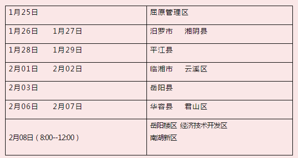 岳阳市区现场审核时间段及审核地点